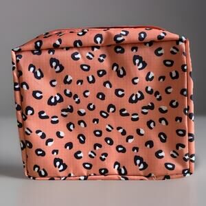 Peachy Pink Faux Leopard Hanging Compartmented Toiletry Bag by Travel